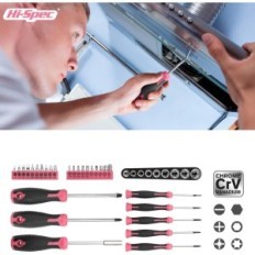 Hi-Spect Pink Tool Set 56 PC. Per casa e fai da te