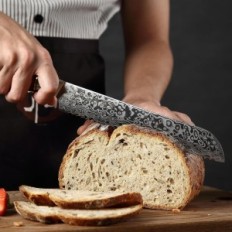 Knife for bread Hezhen Damascus, Serrated blade, 40.5 x 10 x 3.5 cm