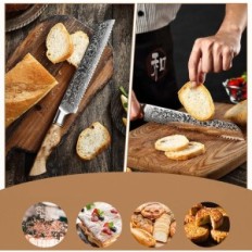 Knife for bread Hezhen Damascus, Serrated blade, 40.5 x 10 x 3.5 cm