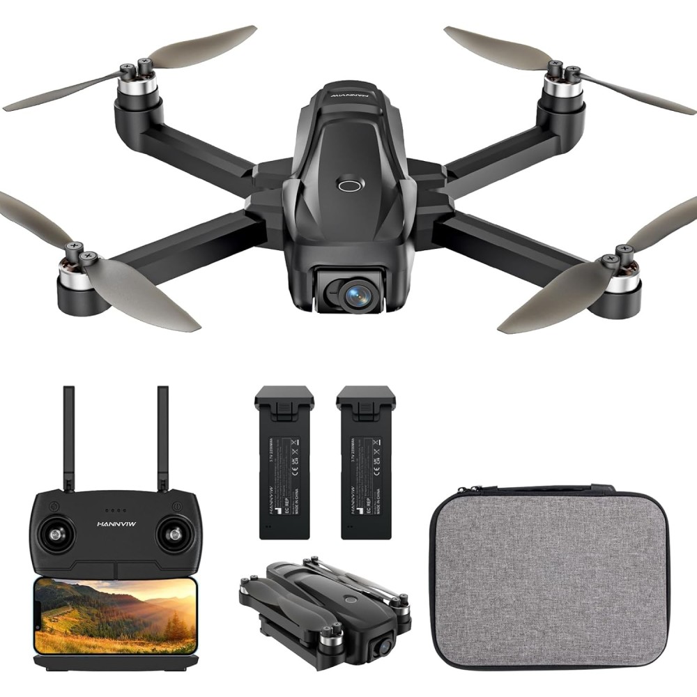 Dron med GPS Hannviv H330S, 4K, FPV 5G, 44 minutters flytur, 22 x 19,5 x 4,5 cm, 249 g