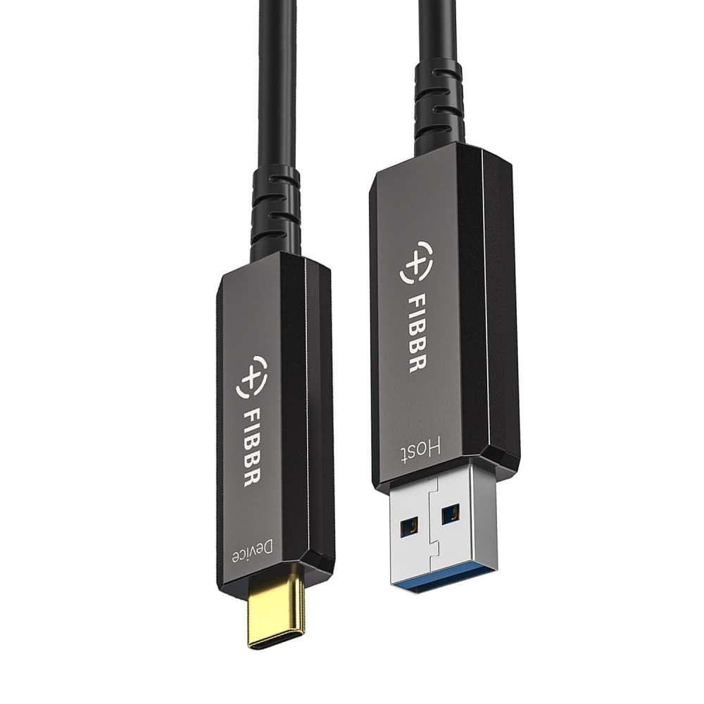 Cabo óptico Fibbr USB3.2, 10Gbps USB A - USB C 15 M Fios de Dados em alta velocidade