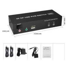 KVM Switch Ritaks 202BXL, 2 monitory, 4k, USB 2.0 Počítačový přepínač
