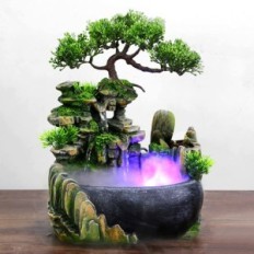 Waterfall Decor LED-fontein 20 x 20 x 13cm decoratieve fontein met achtergrondverlichting EJJOUS