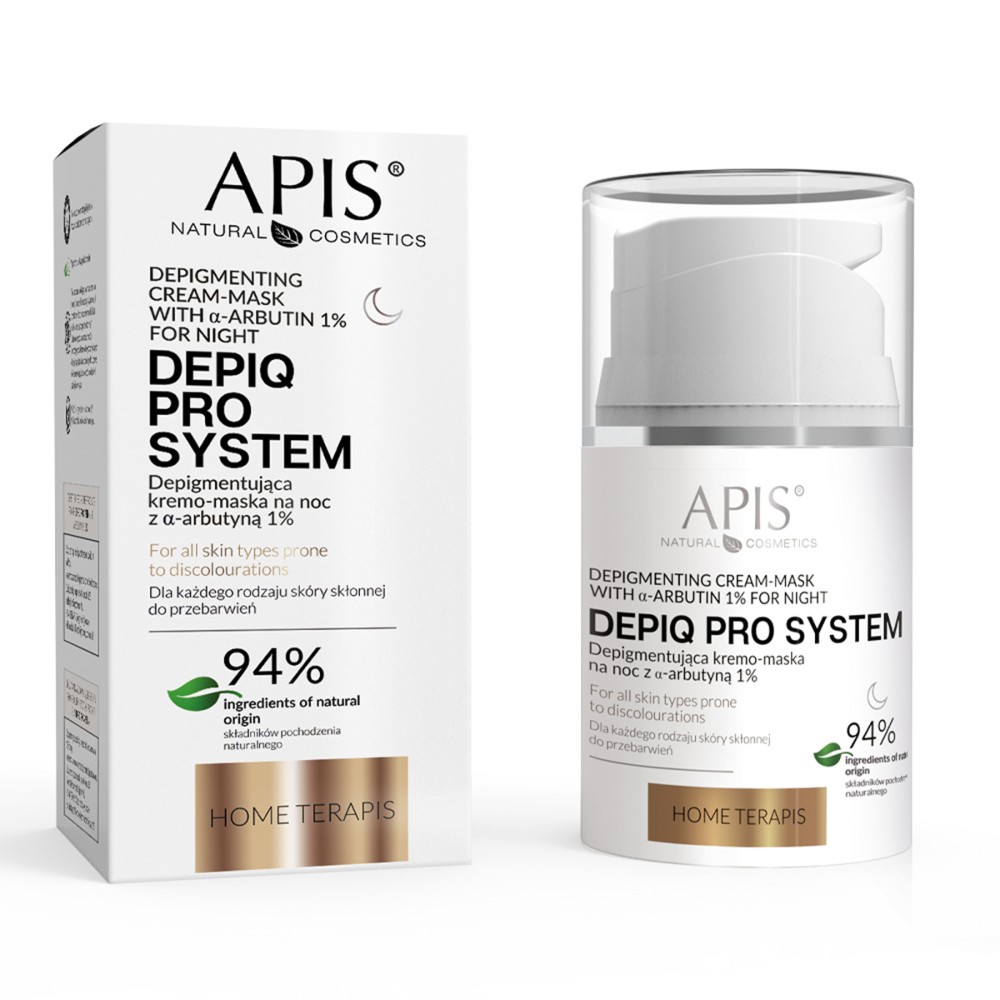 APIS DEPIQ PRO SYSTEM Crème-Masque de Nuit Dépigmentante à l'α-Arbutine 1%, 50 ml — vue de face
