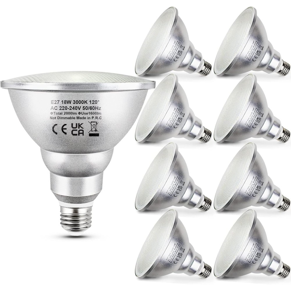 Lampada UniCSC a LED, 230 V, 18 W, E27, 3000 K, set 8 pezzi