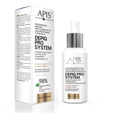 APIS DEPIQ PRO SYSTEM Ενίσχυση Αποχρωματισμού με 1% α-αρβουτίνη και 1% σύμπλεγμα φωτεινότητας 30 ml — αντικείμενα μαζί