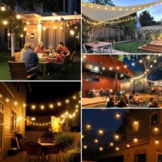 Yuucio LED String Lights, G40, 75 + 2 plastikpærer, 45 meter, Brugt