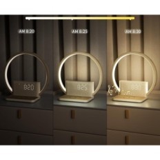 blonbar-Nachtlampe mit Wecker und einem kabellosen 10W-Ladegerät