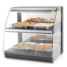 Vitrine de chauffage pour réchauffer et présenter des plats en quartz, largeur 650 mm.