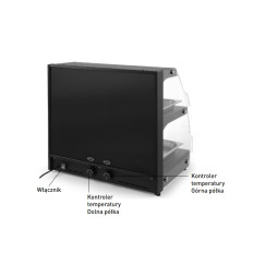 Vitrine de chauffage pour réchauffer et présenter des plats en quartz, largeur 650 mm.