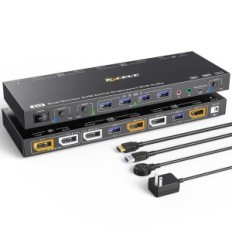 8K DisplayPort KVM do 2 računala / prijenosna računala, 30 Hz, 4K, 144 Hz, 1,4 i 4 USB 3.0 priključaka