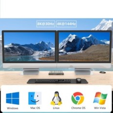 8k DisplayPort KVM jopa 2 tietokonetta / kannettavaa tietokonetta, 30 Hz, 4k, 144 Hz, 1.4 ja 4 USB 3.0 -porttia