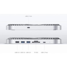 USB-C rozbočovač s pouzdrem pevného disku pro rozšíření portů Mac Mini M1 a prostor pro SSD disk, dokonalé přizpůsobení do Mac M