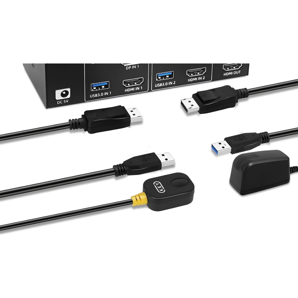 TCNewcl slēdzis KS925T KVM HDMI DP USB 5V nepilnīgs komplekts