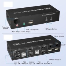 DisplayPort KVM Switch Dual Monitor 4K 60Hz Extended display