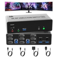KVM CBCUYLE 8K stikalo na 60 Hz 3 monitorji 2 računalniki 4k pri 144 Hz