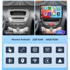 Bilradio Podfo 10 '' CarPlay Android för Toyota / Peugeota / Citroen utställning