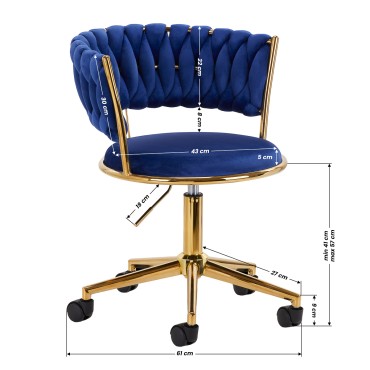 4Rico draaistoel QS-GW01G marineblauw