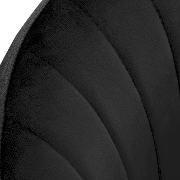 Sedia Girevole 4Rico QS-OF212G in Velluto Nero con Base Dorata — primo piano dello schienale