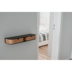 Scaffale sospeso Valiai con 2 cassetti, nero / quercia, scaffale per decorazioni