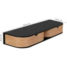 Prateleira de suspensão Valiai com 2 gavetas, preto / carvalho, prateleira para decorações