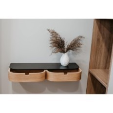 Pakabinamas lentynos Valijai su 2 stalčiais, juoda / ąžuolo, lentynos dekoracijoms