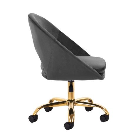 Περιστρεφόμενη καρέκλα 4Rico QS-MF18G σε γκρι βελούδο με βάση χρυσού — προβολή από πλάι