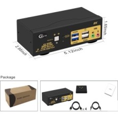 KVM CKLUU 2X2 CONTROLLER USB 3.0 HDMI 2.1, 8K på 60 Hz 4K ved 144 Hz