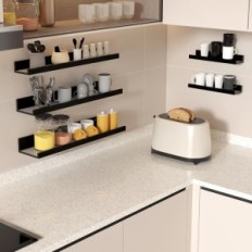 Wandplank RLAVBL, zwart, set van 5 stuks Moderne planken opknoping voor decoratie en opslag in de woonkamer of kantoor