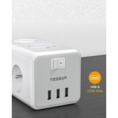 Tessan Power Strip med 6 stikkontakter og 3 USB TS-306 5M