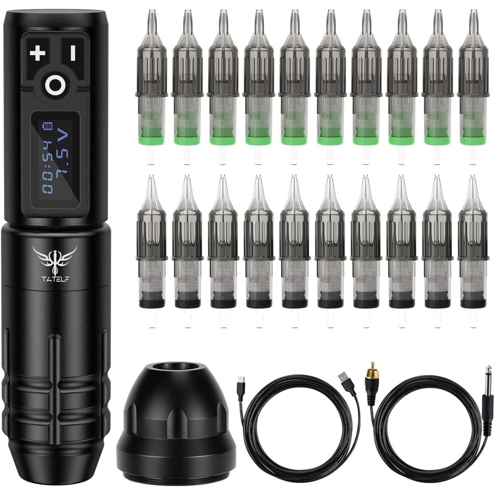 Tatelf Tattoo Kit - draadloze machine met LED-display