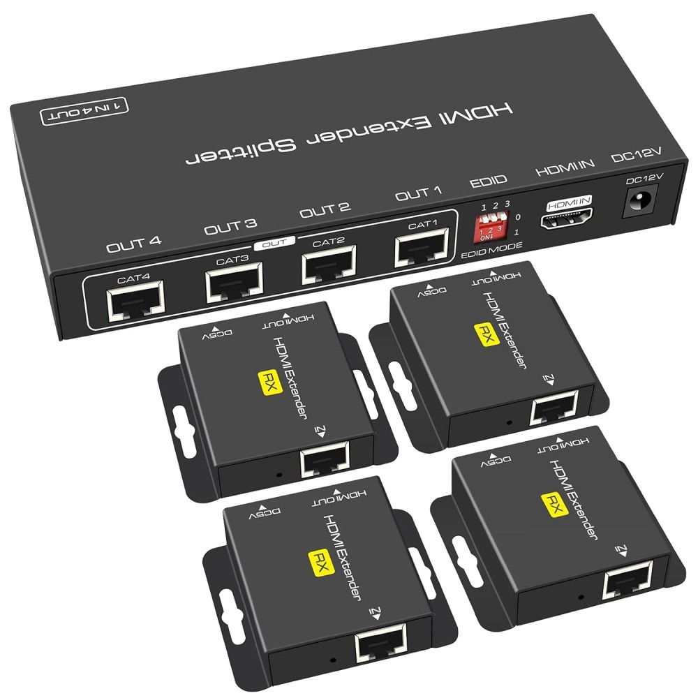 Vedindust HDMI Extender 1x4 50m, unterstützt EDID 1080P Poc, SNADAK