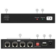 Vedindust HDMI Extender 1x4 50m, støtter EDID 1080p POC, TUNE