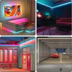Ksibnw 30m RGB LED-tape med fjernkontroll, applikasjon og dimmeringsfunksjon