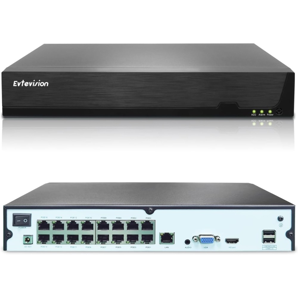 EVTEVISION NVR 32CH 4K Salvesti - kaugjuurdepääs, 16 POE port, ilma HDD-ga