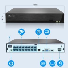EVTEVISION NVR 32CH 4K RECORDER - RAS-toegang, 16 POE-poorten, zonder HDD