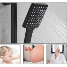 Zestaw prysznicowy Julymoda, 4 tryby, 20 cm, czarny, Powystawowy