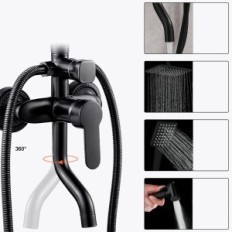 Julicoda Shower Set, 4 modi, 20 cm, zwart, tentoonstelling