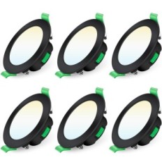 Alusso Farol 7w LED 3 Cores, Ajustável, IP44, 6 PCs, Preto