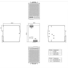 DIN rail power supply with one MEAN well NDR-480-24 AC-DC output