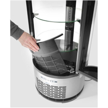 Vitrine réfrigérée pâtissière ronde 3 étagères LED 100L