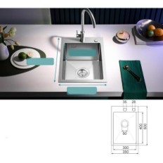 KINKIBOS kitchen sink, 304 stainless steel, 35 x 50 cm