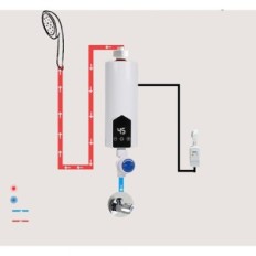 Mini elektromos vízmelegítő 5500W zuhanyzóval és kijelzővel