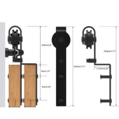 Sada posuvných armatur. Bonikluba 244 cm Dvojité dveře 115 cm