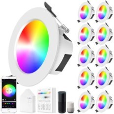 Lampe Downlight Rgbic, WiFi, Bluetooth, 9W, 160 000 couleurs, Alex, 10 pièces