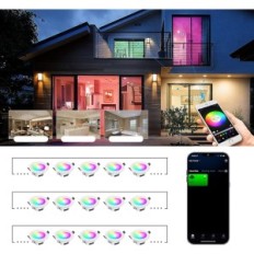 Lâmpada Downlight RGBIC, Wi-Fi, Bluetooth, 9W, 160.000 cores, Alex, 10 peças