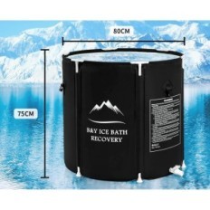 Bain portable pliant B & Y 80x75 cm Noir Bain de bain Compact à la maison et sur design portatif itinérant