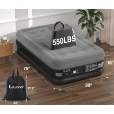 Materac dmuchany Lewondr Twin 18 Deluxe 190x99x46 cm z wbudowaną pompą