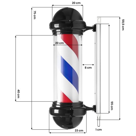 Plafón iluminado barbería BB-02 negro grande — vista lateral