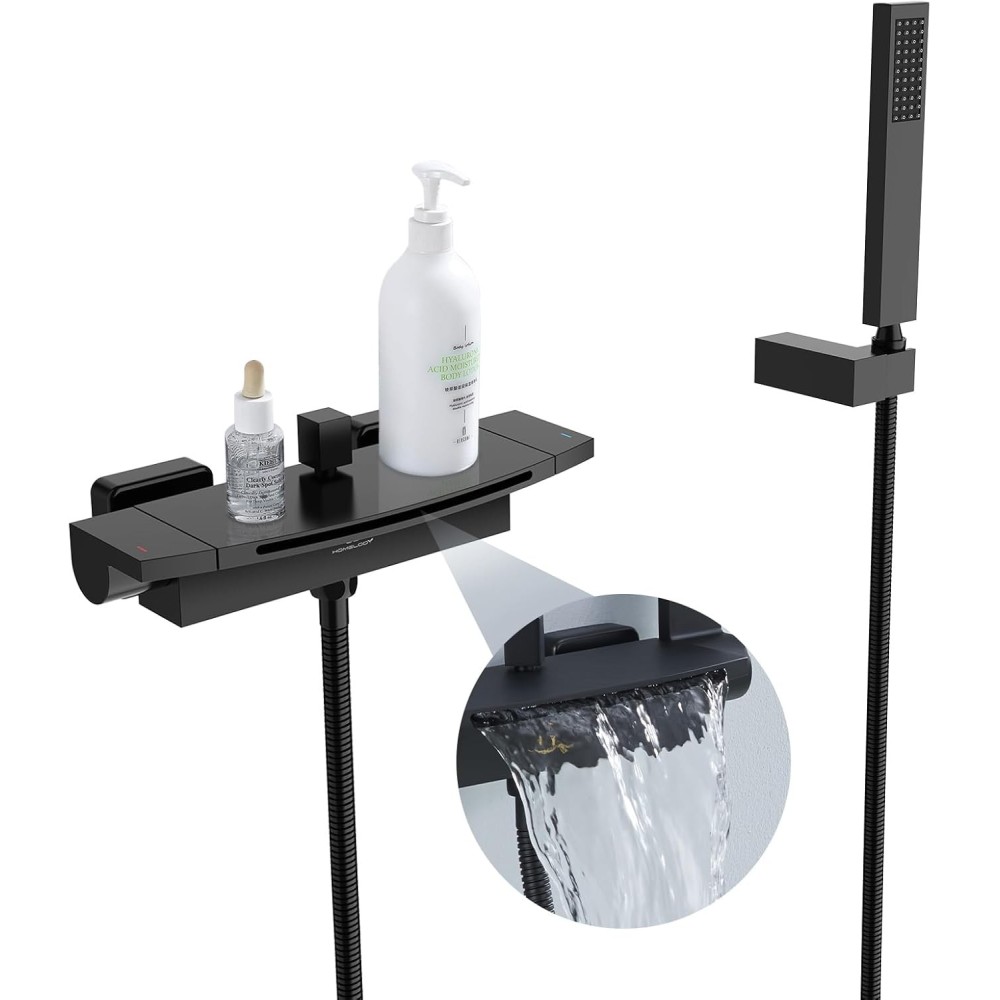 Miscelatore per acqua Homelody Bathtub nero Doccia elegante con cascata